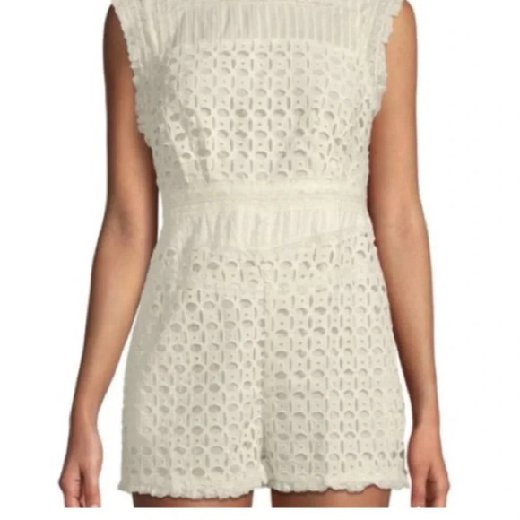 Free People Womens Victoria Sleeveless Lace-Trim Romper - Picture 3 of 10